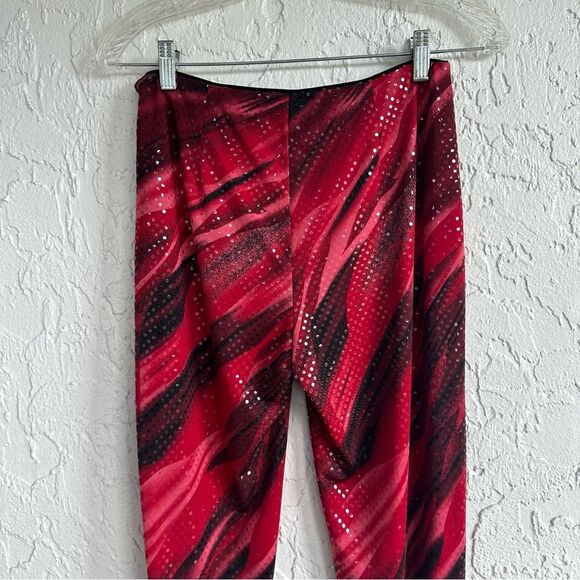 CACHE Pants Women 4 Vintage Y2K Disco Flare Size Zip USA Red Sequin - Picture 7 of 9